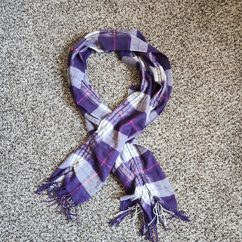 Purple Plaid Flannel Scarf Tassel LEI 90s YK2 Fringe